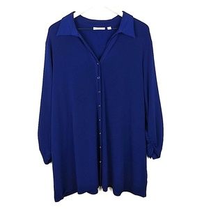 Susan Graver button up tunic navy blue 2X